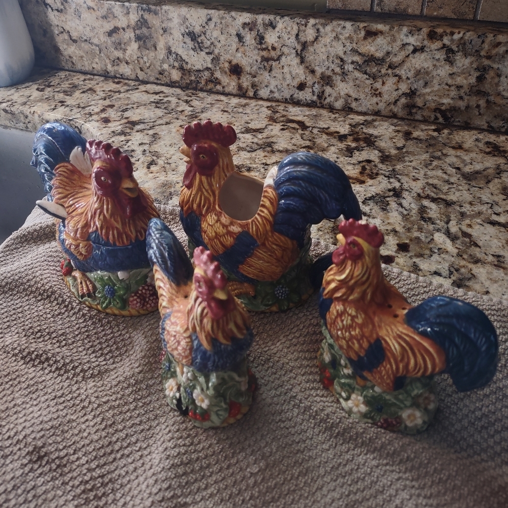 FIB by Burton & Burton rooster creame, sugar, salt and pepper bundle